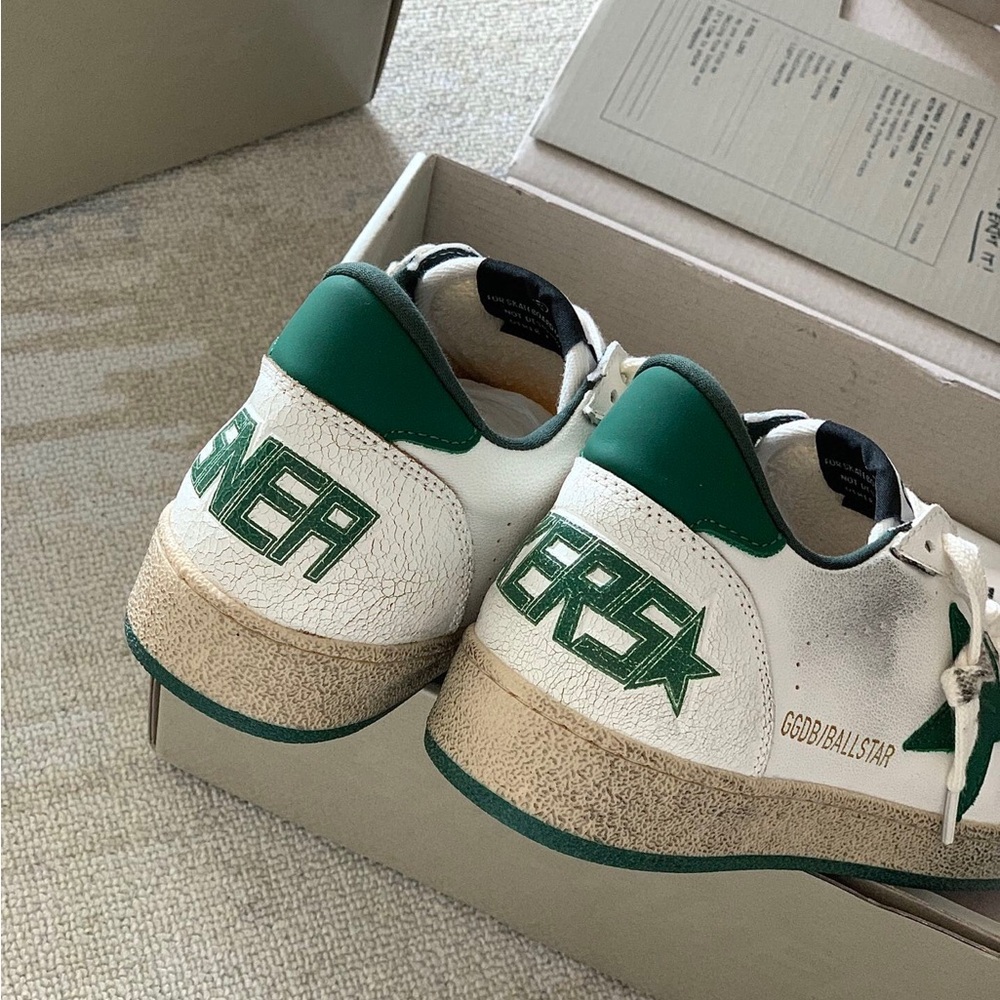 Golden Goose White and Green Sneakers - Picture 5 of 9